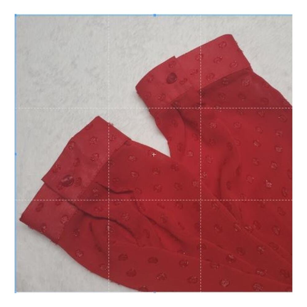 Jaclyn Smith Red Metallic Shimmer Blouse L Ruffle Sheer Victorian Whimsigoth Top - Picture 8 of 9